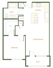 1 Bedroom 1 Bath (J) 209 floor plan